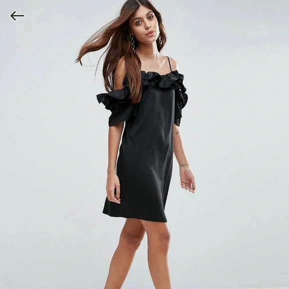 ASOS Ruffle Cold Shoulder cami mini dress - Picture 1 of 8